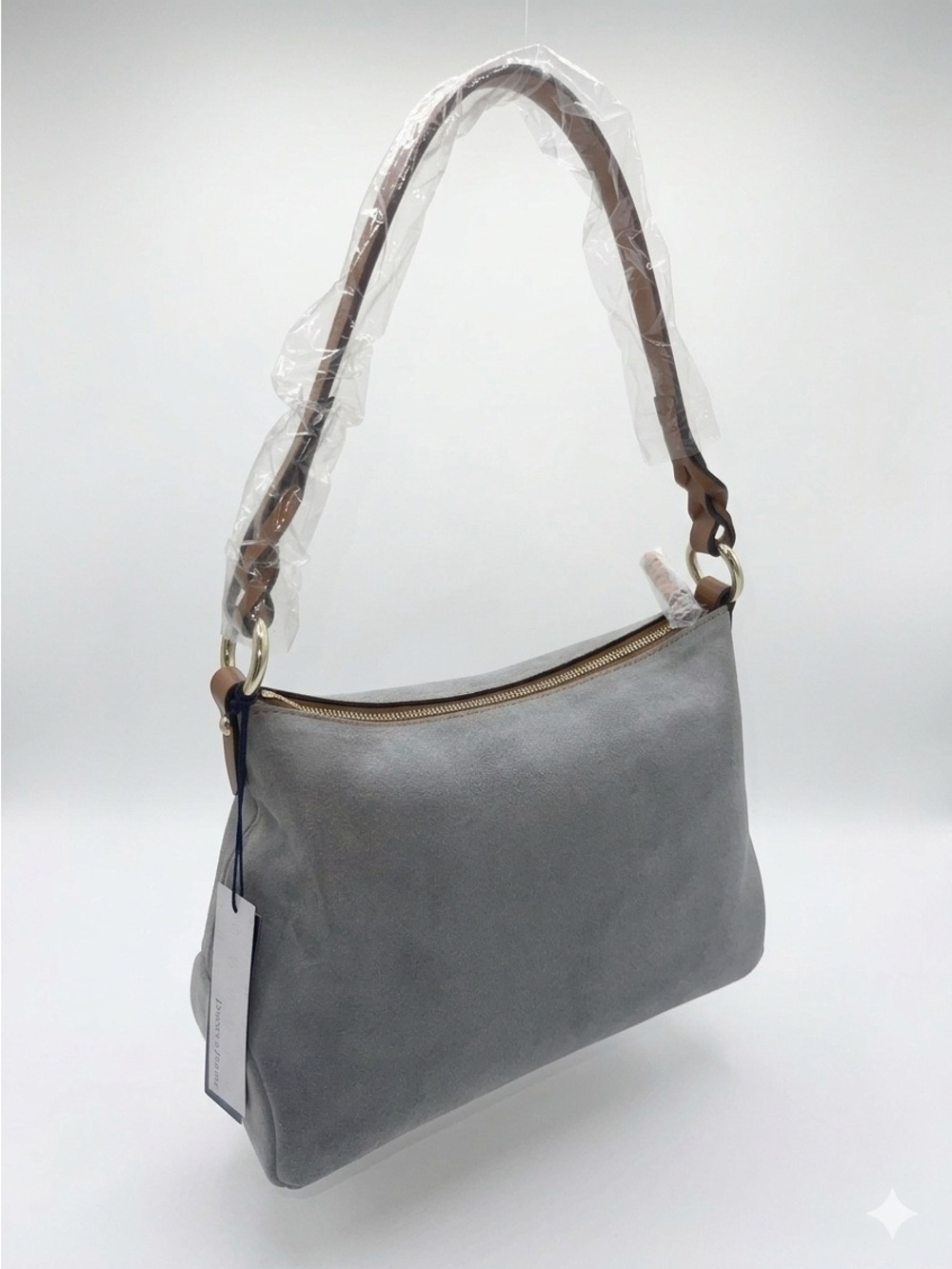 Dooney & Bourke Gray Suede
Chloe 30 Shoulder Bag with Brown Leather Strap NWT - Picture 4 of 12